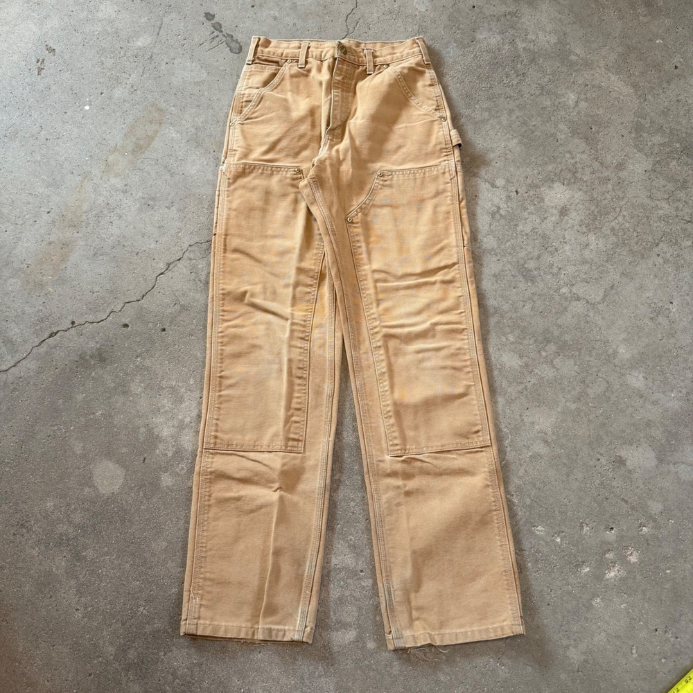 Carhartt B01 Double Knee Pants Mens 28x34 Brown Duck Canvas Made in USA Vintage